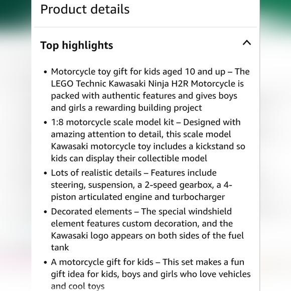 LEGO Technic Kawasaki Ninja H2R Motorcycle - Picture 5 of 5